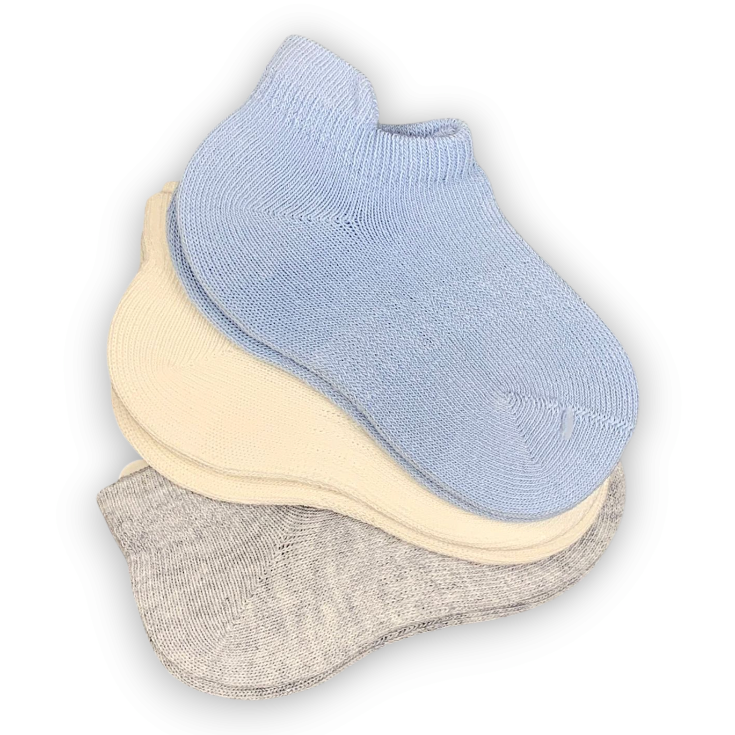 3 pcs Organic Cotton Basic Low Cut Socks (Blue/White/Grey)