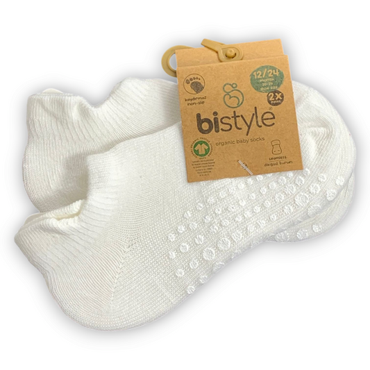2 pcs Organic Cotton Non-slip Low Cut Socks (White)