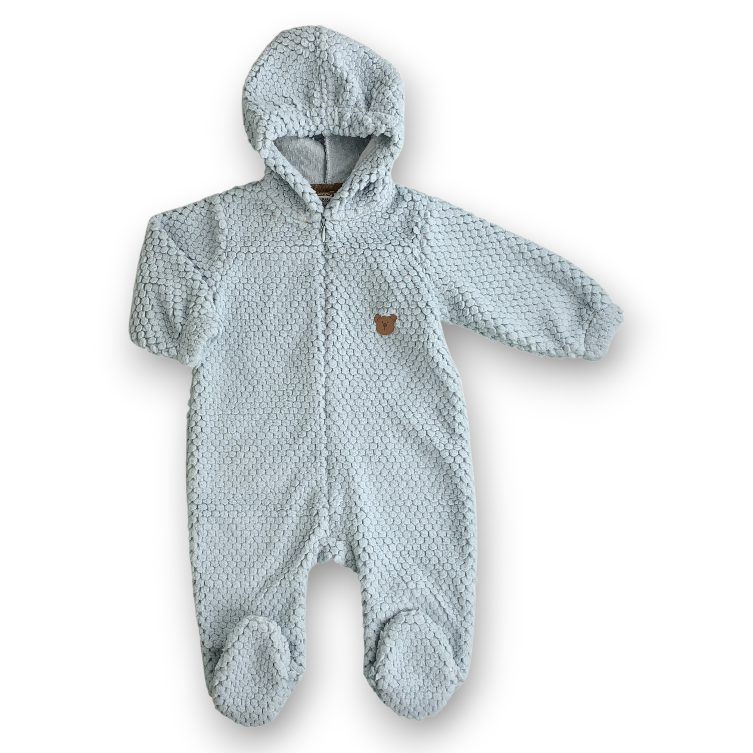 BT2011 Blue Bubble Fleece Bear Jumpsuit with Hoodie
