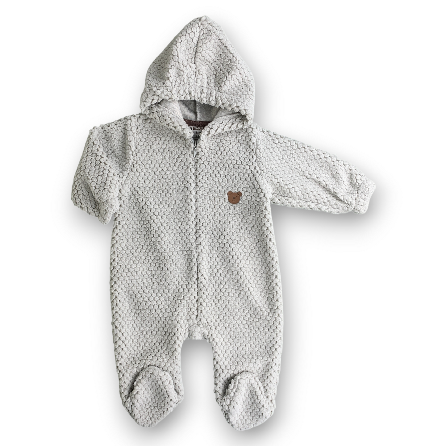 BT2021 grey Bubble Fleece Bear Jumpsuit with Hoodie