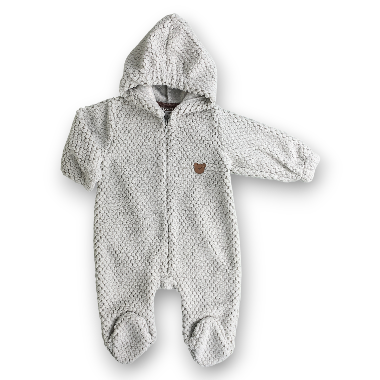 BT2021 grey Bubble Fleece Bear Jumpsuit with Hoodie