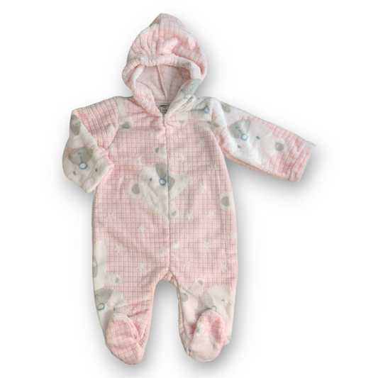 BY2032 Pink Baby Fleece Teddy Bear Jumpsuit with Hoodie