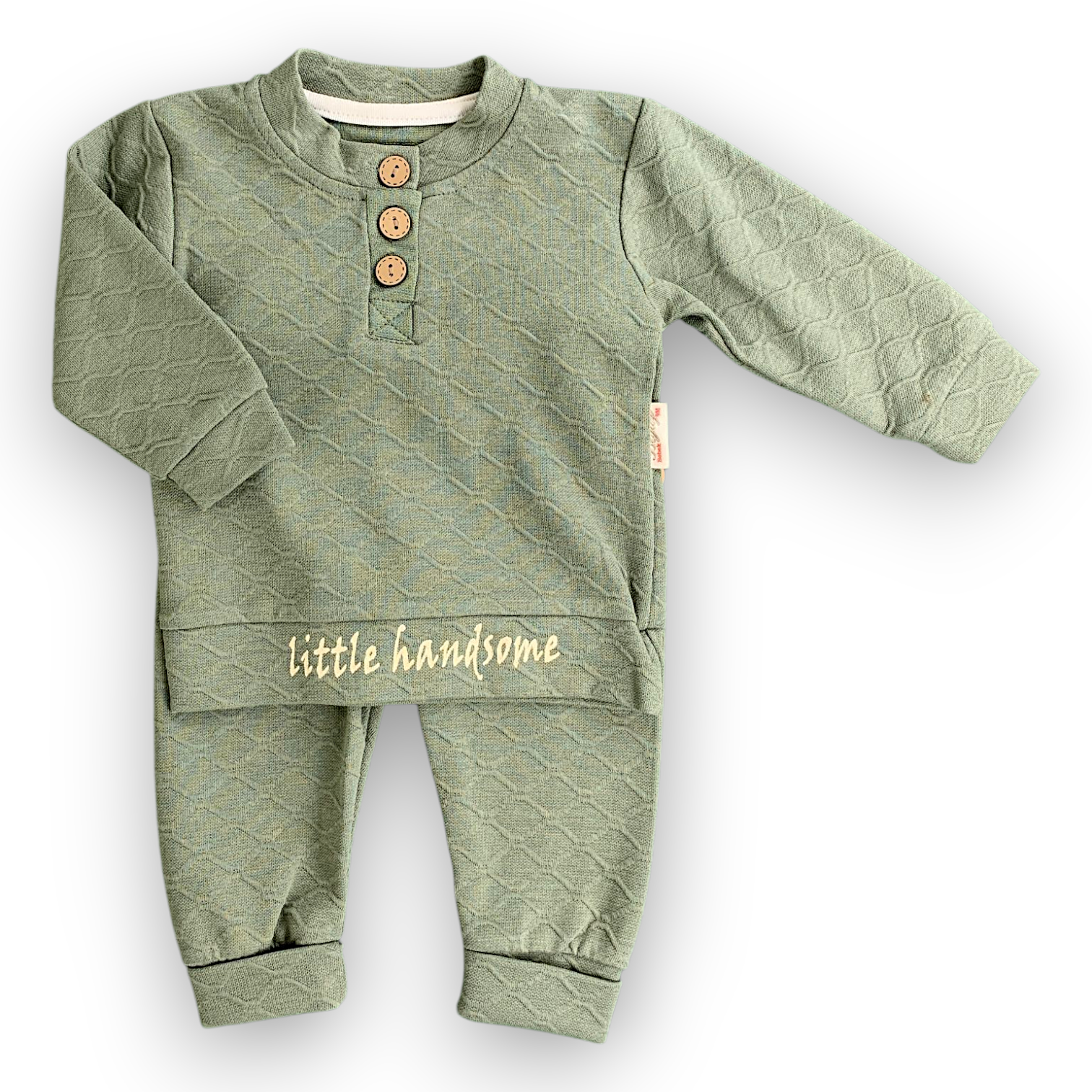 BY206109 Green Little Handsome Set 2pcs Set, catset2pcs, Boy, Long sleeve, Green, L7 Beyaz