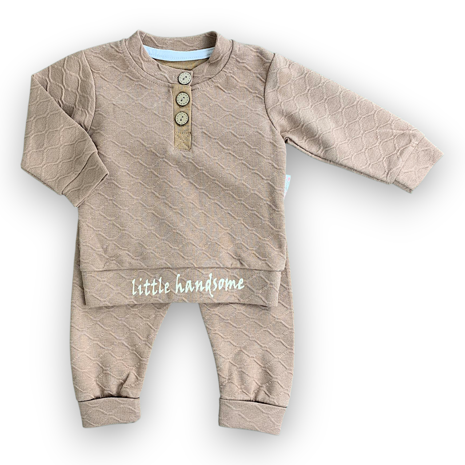 BY206209 Brown Little Handsome Set 2pcs Set, catset2pcs, Boy, Long sleeve, Brown, L7 Beyaz