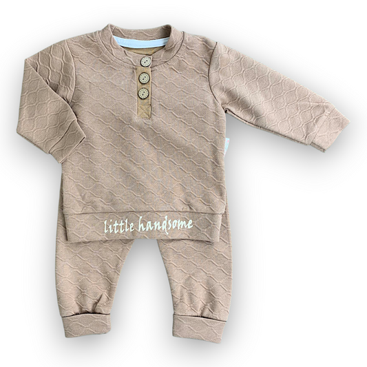 BY206209 Brown Little Handsome Set 2pcs Set, catset2pcs, Boy, Long sleeve, Brown, L7 Beyaz