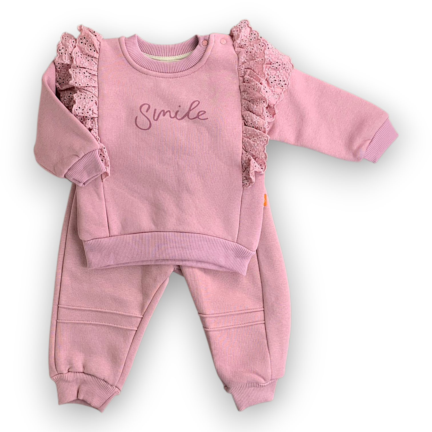 BY209109 Fleece Smile Set 2pcs  Set, catset2pcs, Girl, Long sleeve, Pink, L7, Fleece Beyaz