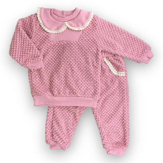 BY210109 Fleece Bubble Knit Set 2pcs  Set, catset2pcs, Girl, Long sleeve, Pink, L7, Fleece Beyaz
