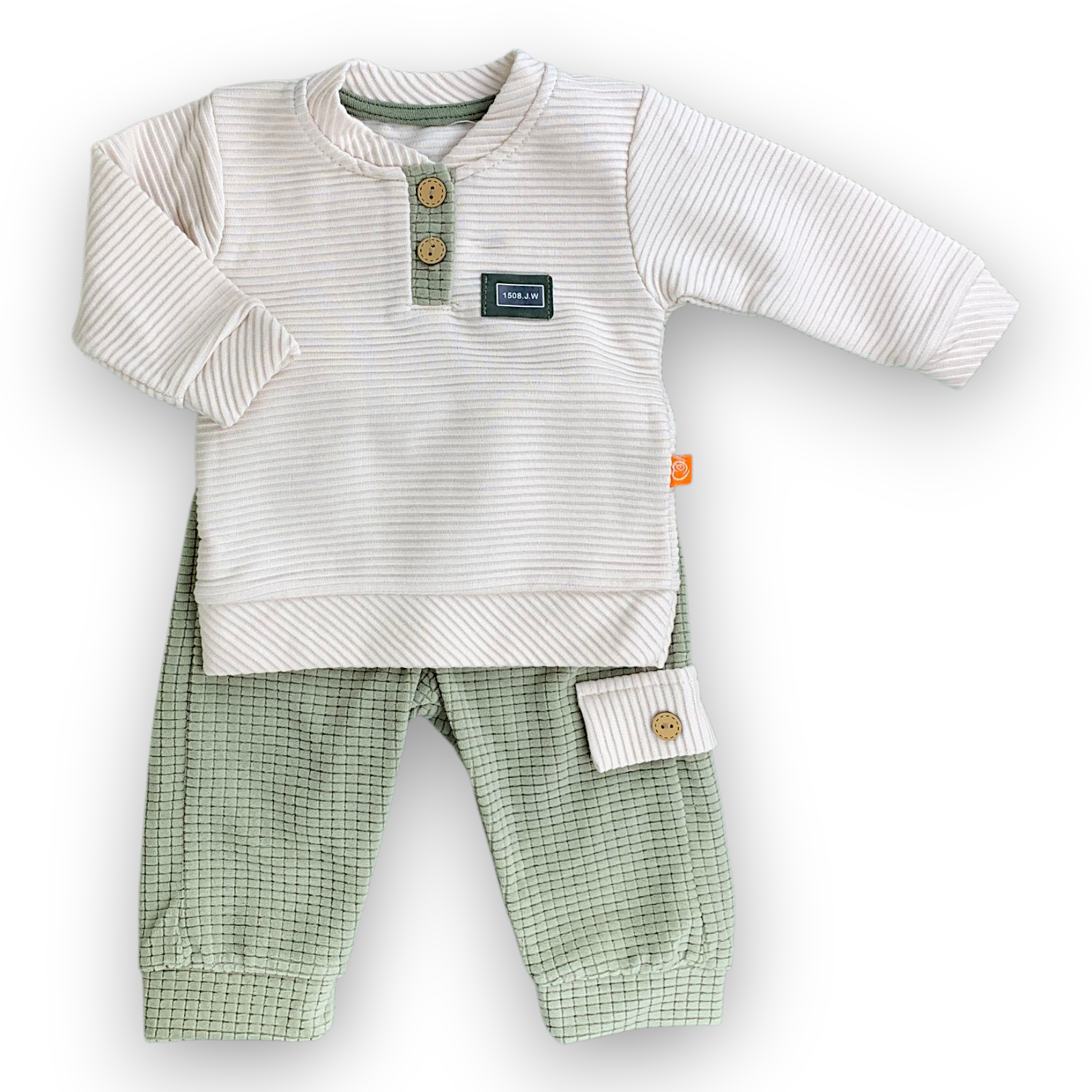 BY213109 1508 Velour Pants Green Set 2pcs  Set, catset2pcs, Boy, Long sleeve, Green, Beige, L7, Velour Beyaz