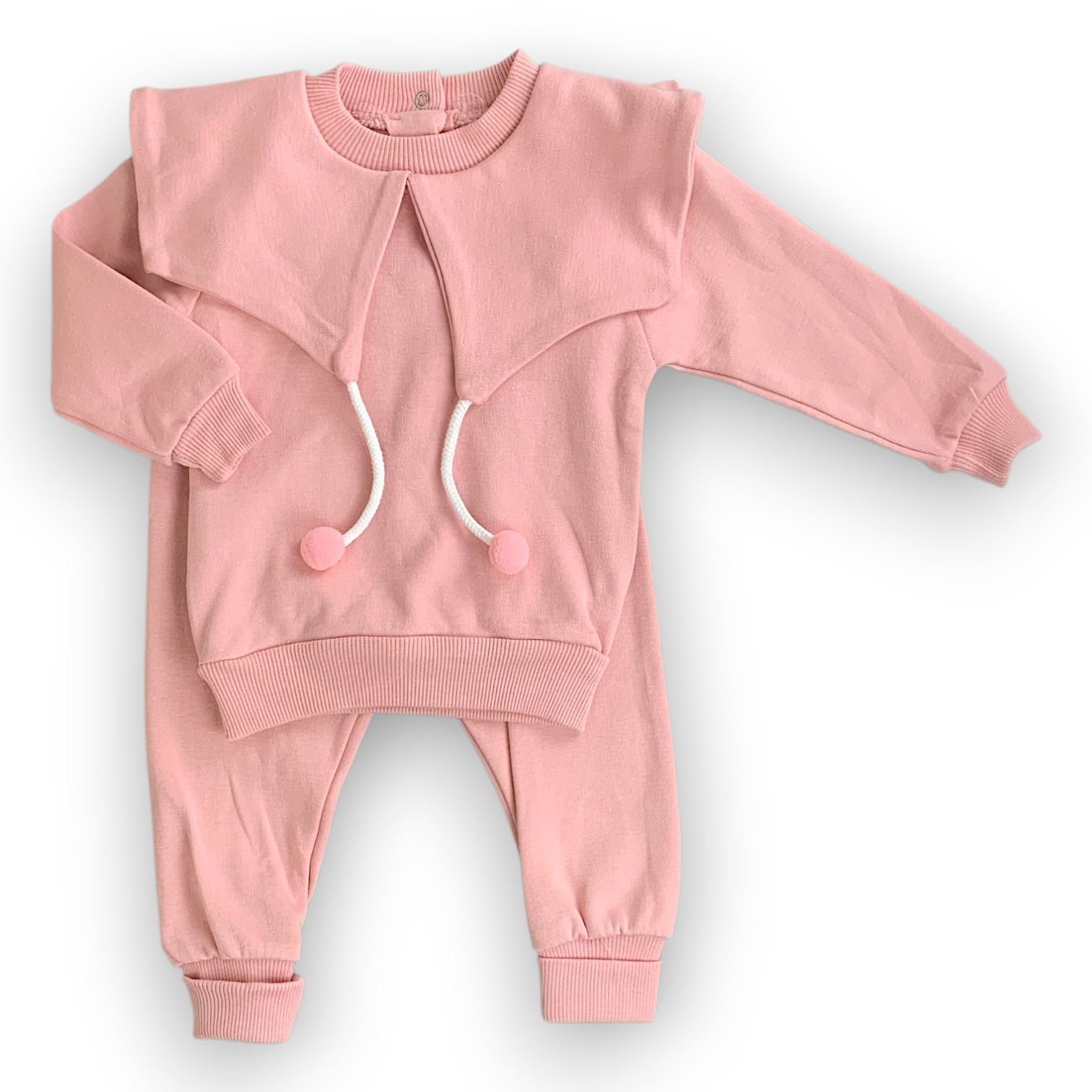 BY216109 Fleece Pink Puffs Set 2pcs  Set, catset2pcs, Girl, Long sleeve, Pink, L7, Fleece Beyaz
