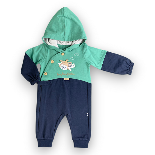 CA201103 Lovely Girl Salopette Set 3pcs Set, catset3pcs, Girl, Green, Winter, Heart, White, Band, Bandana, L6