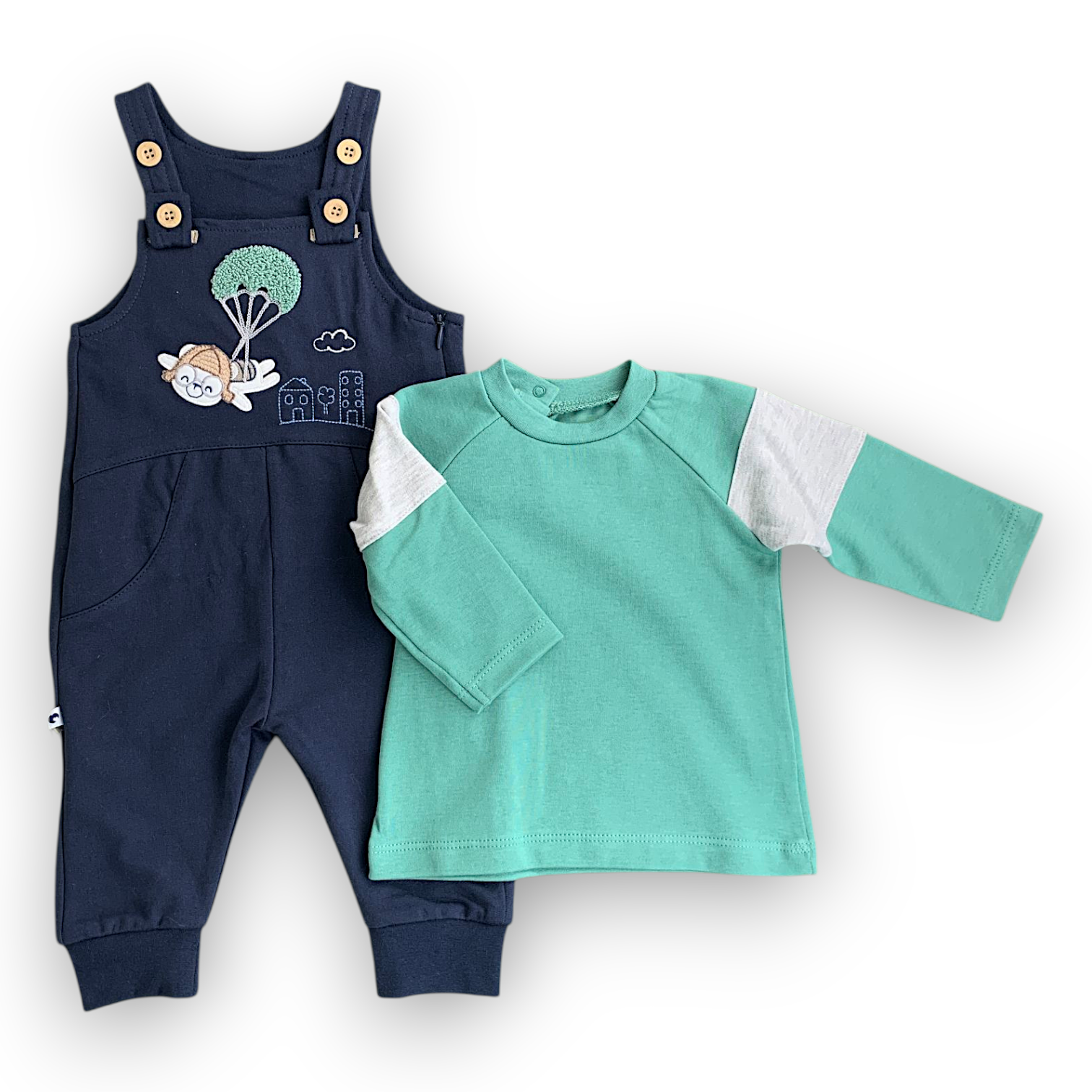 CA201103 Lovely Girl Salopette Set 3pcs Set, catset3pcs, Girl, Green, Winter, Heart, White, Band, Bandana, L6