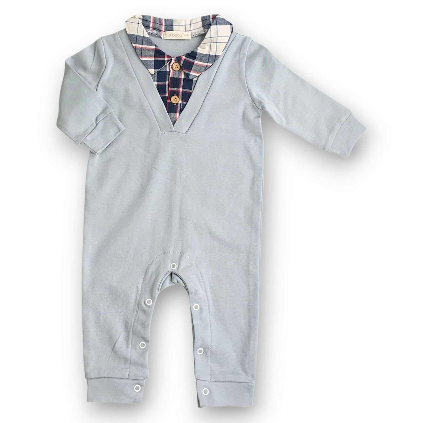 IP2041 Blue with Red and Navy Square Pattern Jumpsuit