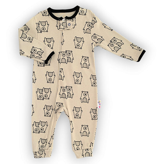 MD237 Two Bears Pattern Beige Jumpsuit