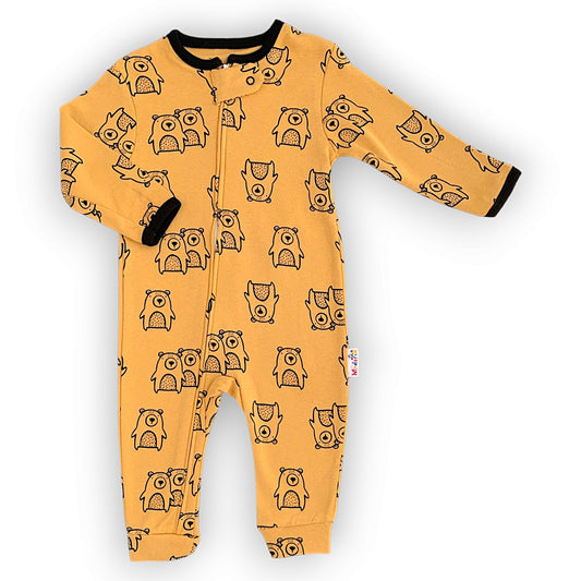 MD239 Two Small Bears Pattern YellowJumpsuit