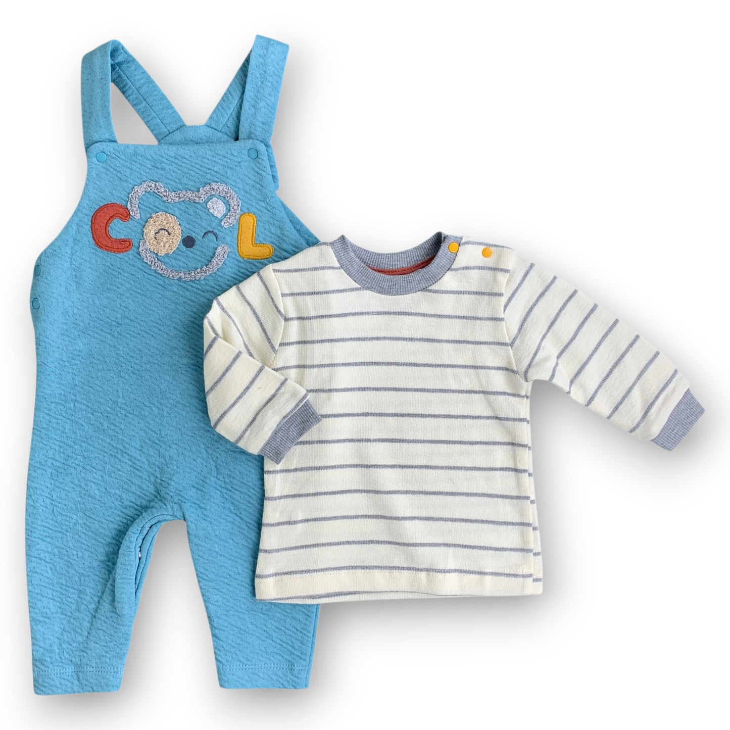 MM2071 Cool Teddy Bear Striped Salopette Set