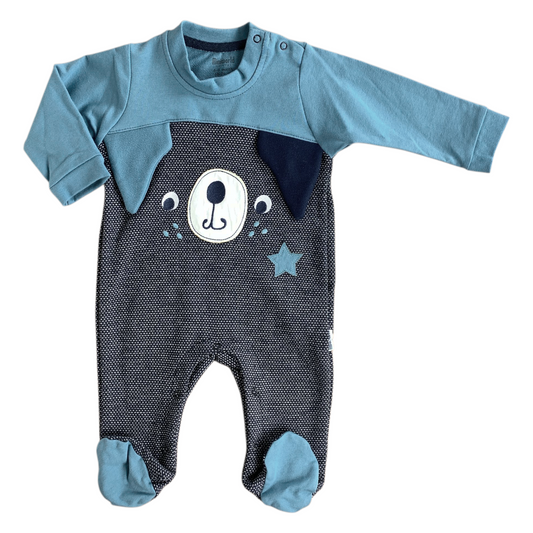 MW273 Smiley Dog Blue Jumpsuit