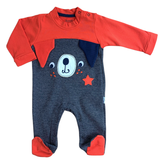 MW275 Smiley Dog Red Jumpsuit