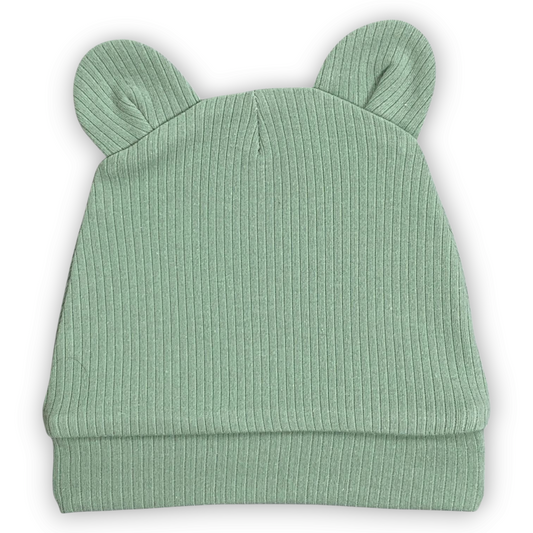 Baby Green Beanie with Bear Ears