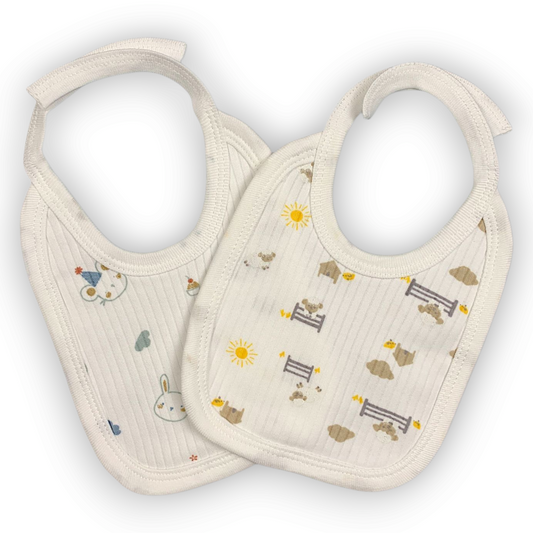 White Bibs with Animals (2 pcs)