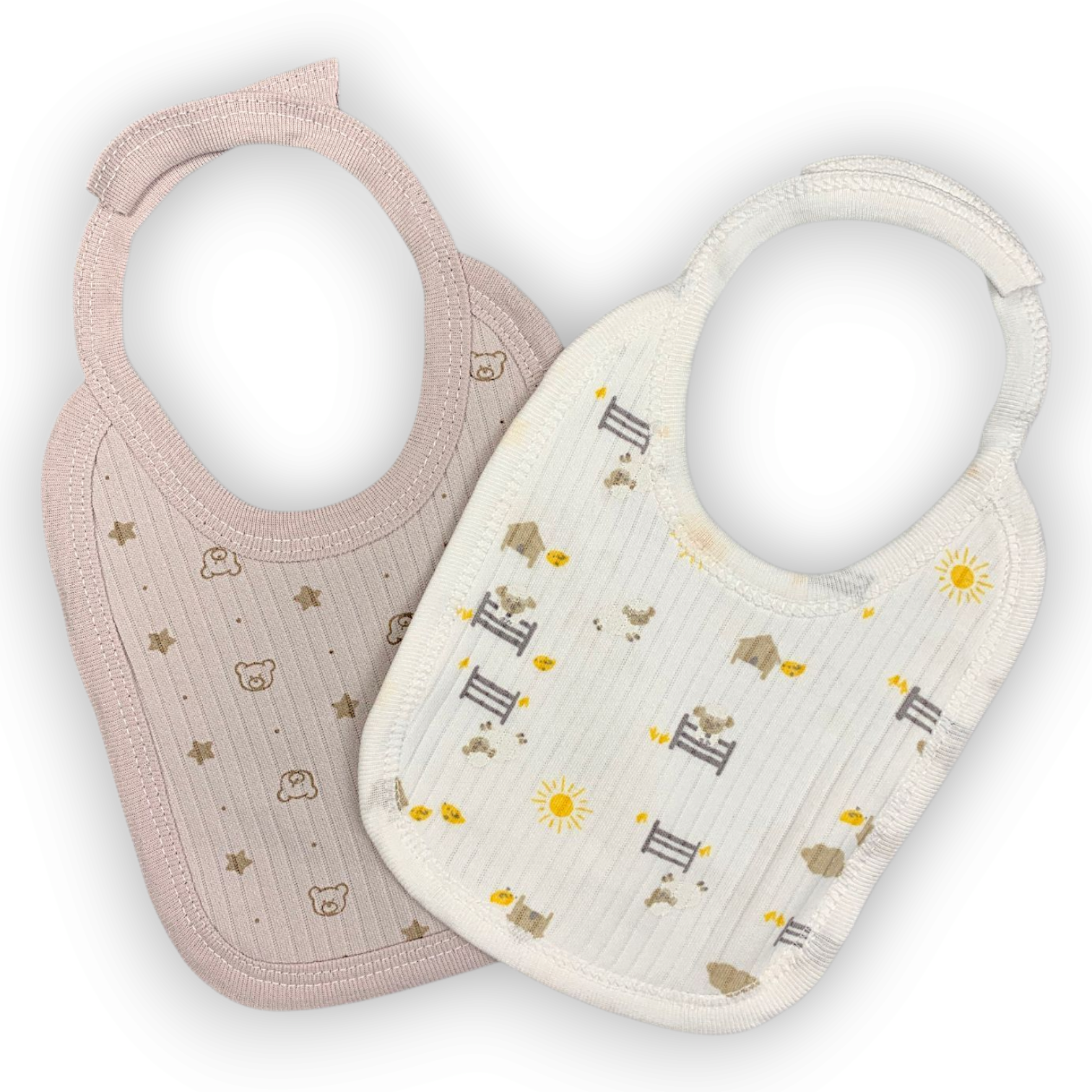 Brown and White Bibs (2 pcs)