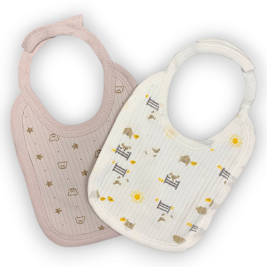 Brown and White Bibs (2 pcs)