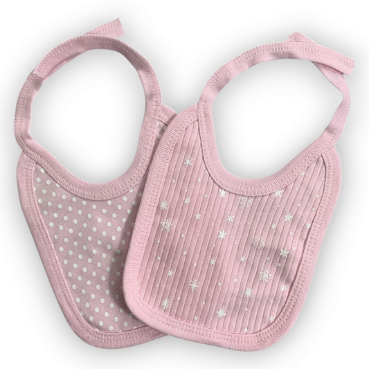 Pink Stars and Dots Bibs (2 pcs)