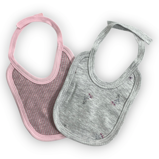 Pink and Grey Bibs (2 pcs)