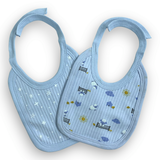 Blue Animals and Stars Bibs (2 pcs)
