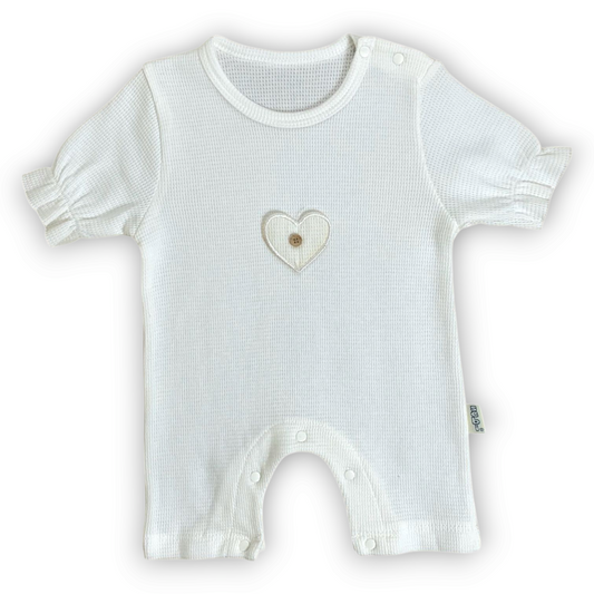 Basic White Romper with Heart