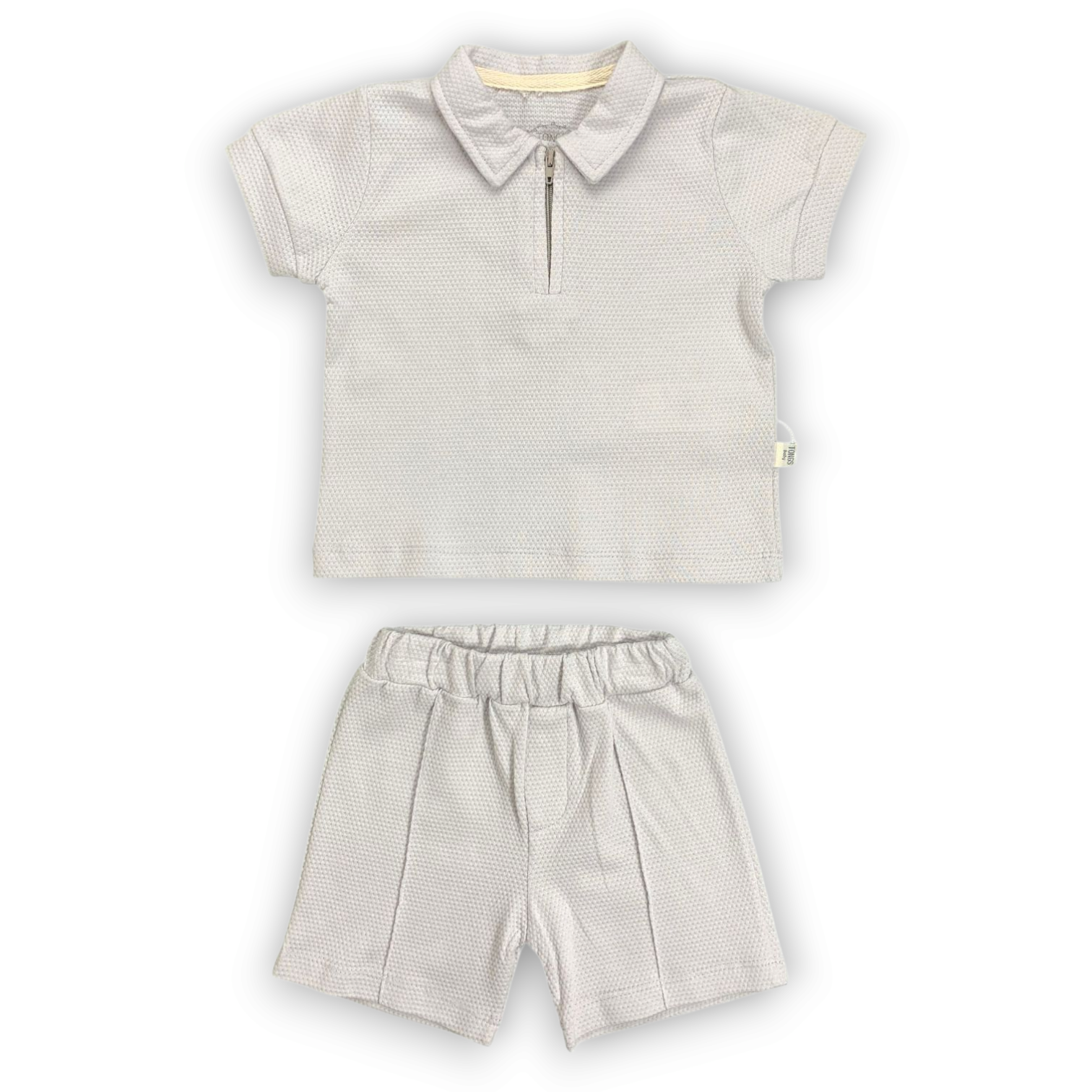 Muslin Grey Set with Standing Collar and Pocket