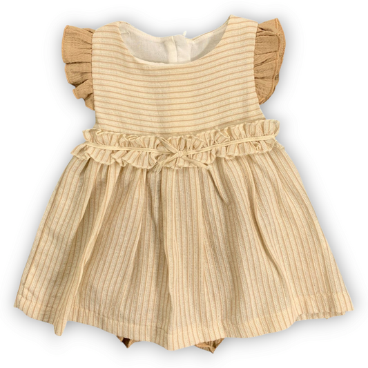 Stripped Brown Bodysuit Dress 