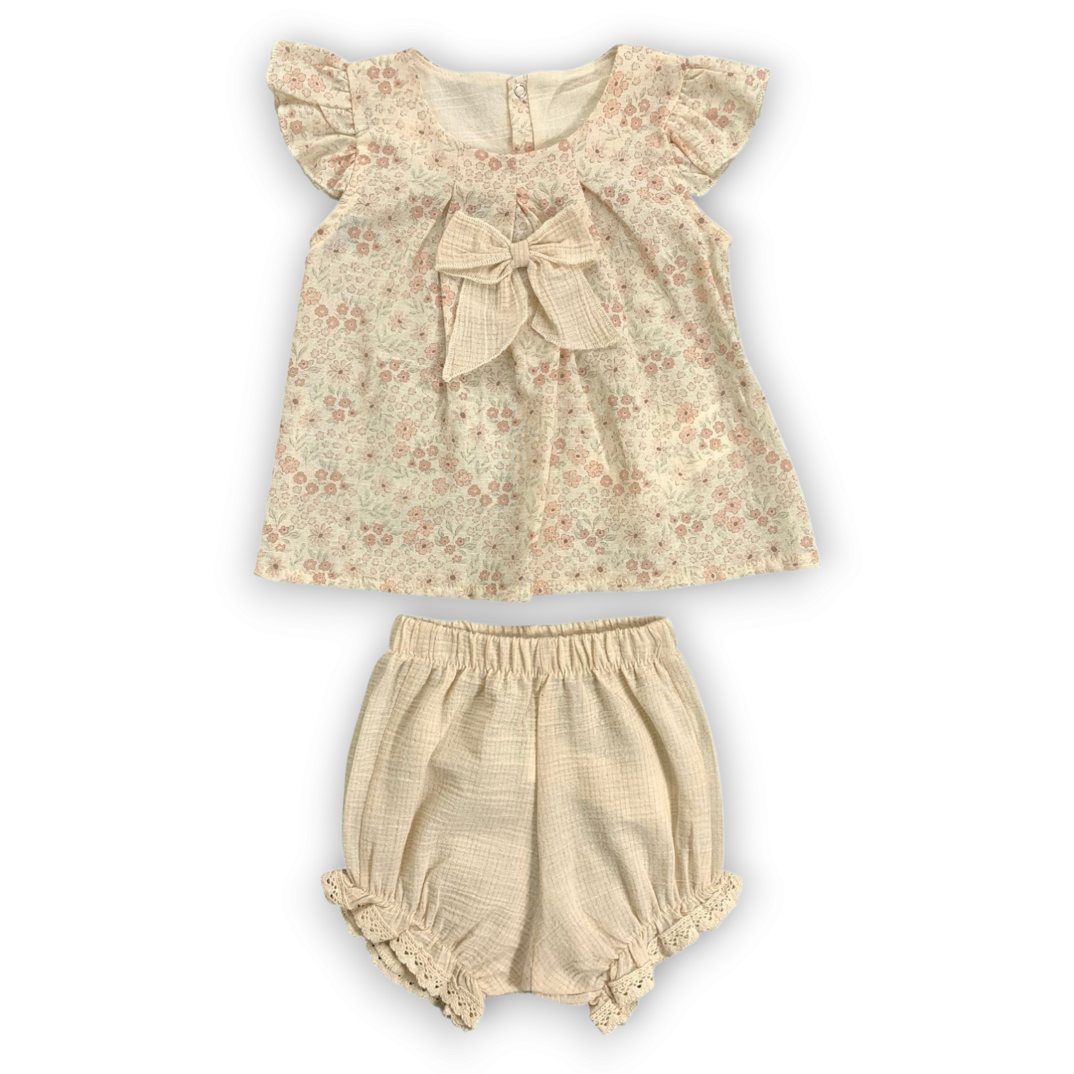Brown Flowery Set with Bow