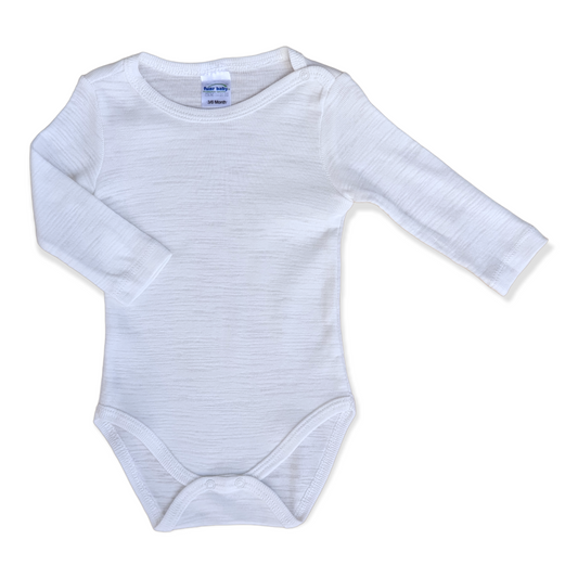 Basic White Unisex Body-Basic, Body, Bodysuit, Boy, catboy, catgirl, catunisex, Creeper, Girl, Long Sleeve, Onesie, Simple, Unisex, White-Fuar Baby-[Too Twee]-[Tootwee]-[baby]-[newborn]-[clothes]-[essentials]-[toys]-[Lebanon]