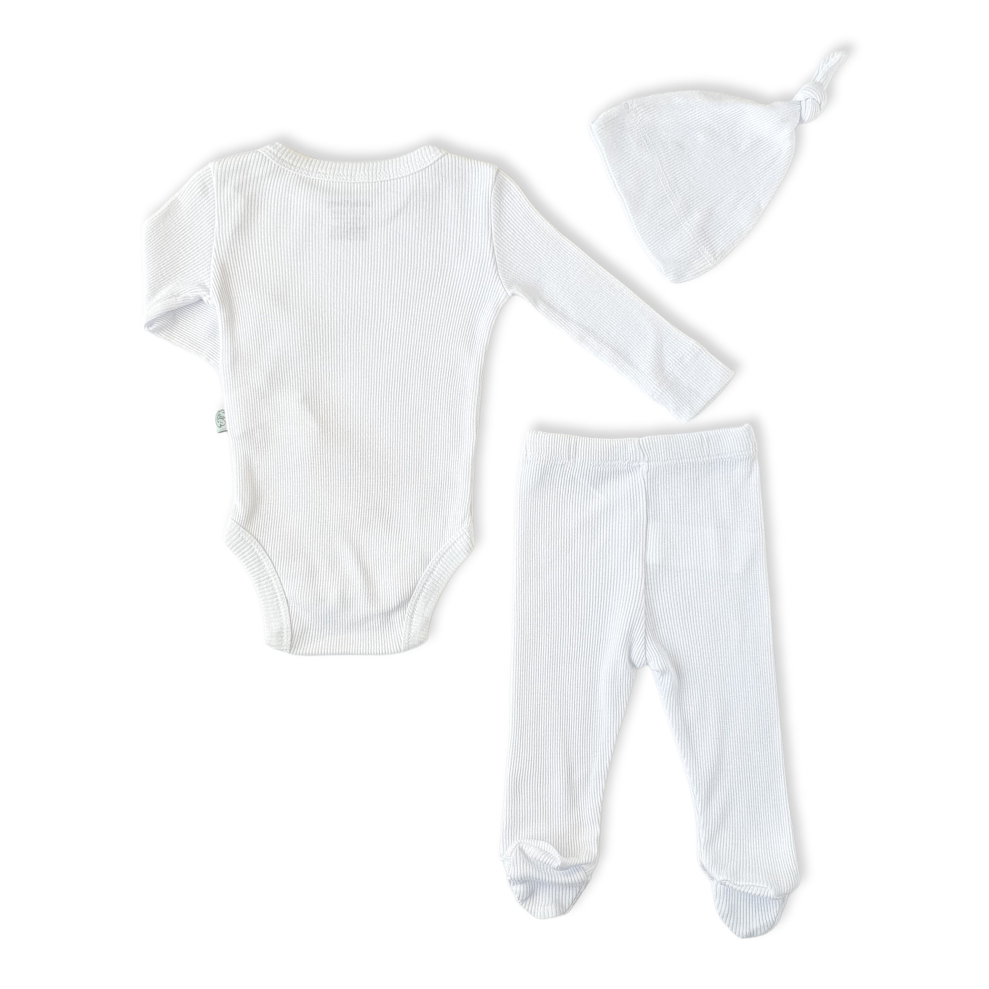 Organic Cotton Footed White Unisex Basic Body With Pants and Cap-Basic, Body, Bodysuit, Boy, Cap, catboy, catgirl, catset3pcs, catunisex, Creeper, Footed, Girl, Hat, Long Sleeve, Onesie, Organic, Unisex, White-BabyCosy-[Too Twee]-[Tootwee]-[baby]-[newborn]-[clothes]-[essentials]-[toys]-[Lebanon]