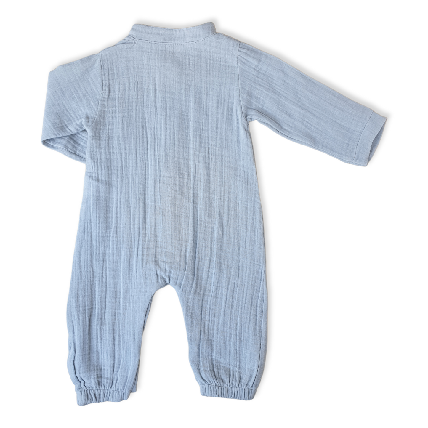 Muslin Basic Unisex Grey Jumpsuit-Boy, Buttons, catboy, catgirl, catunisex, Footless, Girl, Green, Grey, Jumpsuit, Light Grey, Long Sleeve, Unisex-Little Life-[Too Twee]-[Tootwee]-[baby]-[newborn]-[clothes]-[essentials]-[toys]-[Lebanon]