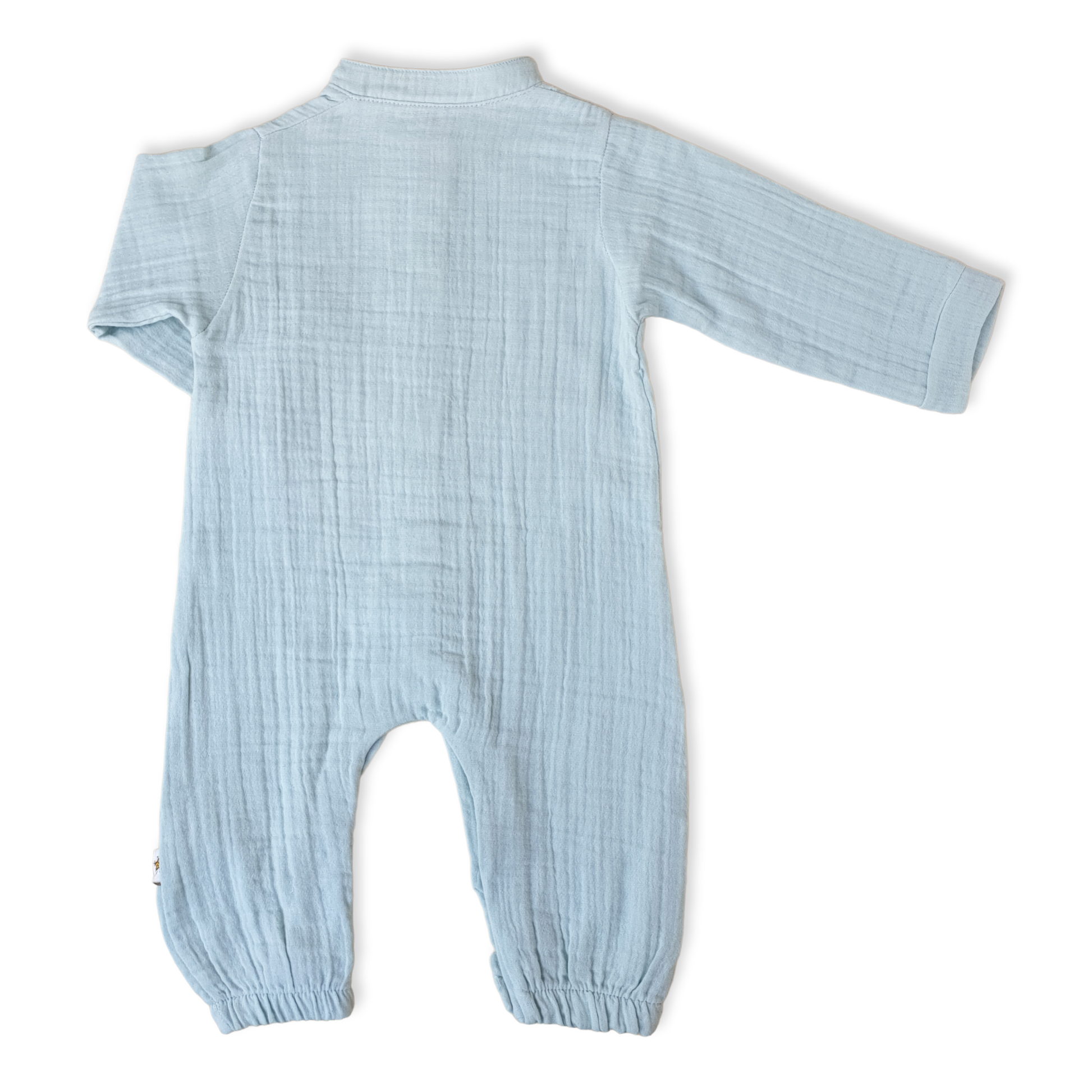 Muslin Basic Unisex Cyan Jumpsuit-Boy, Buttons, catboy, catgirl, catunisex, Footless, Girl, Green, Jumpsuit, Light Green, Long Sleeve, Unisex-Little Life-[Too Twee]-[Tootwee]-[baby]-[newborn]-[clothes]-[essentials]-[toys]-[Lebanon]
