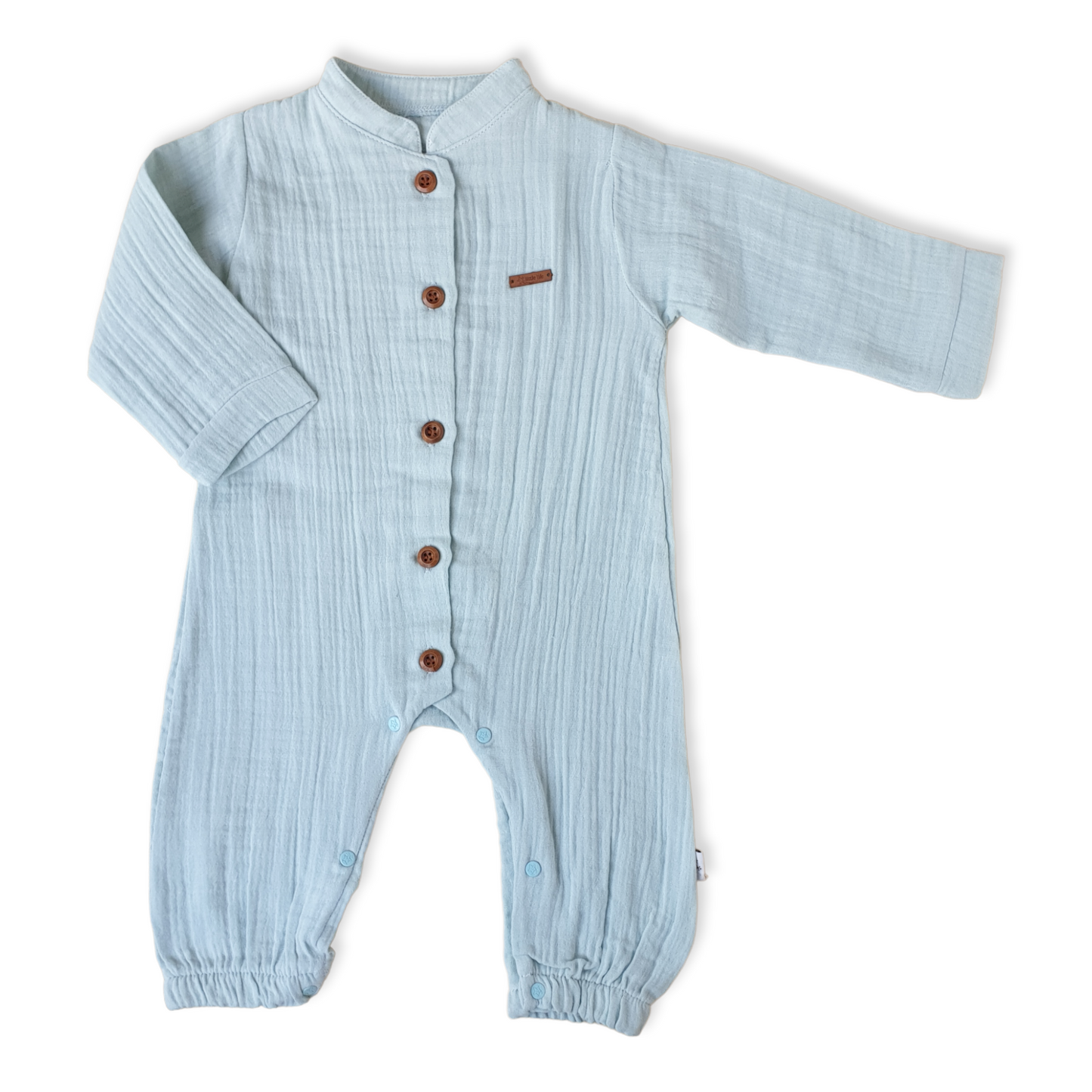 Muslin Basic Unisex Cyan Jumpsuit