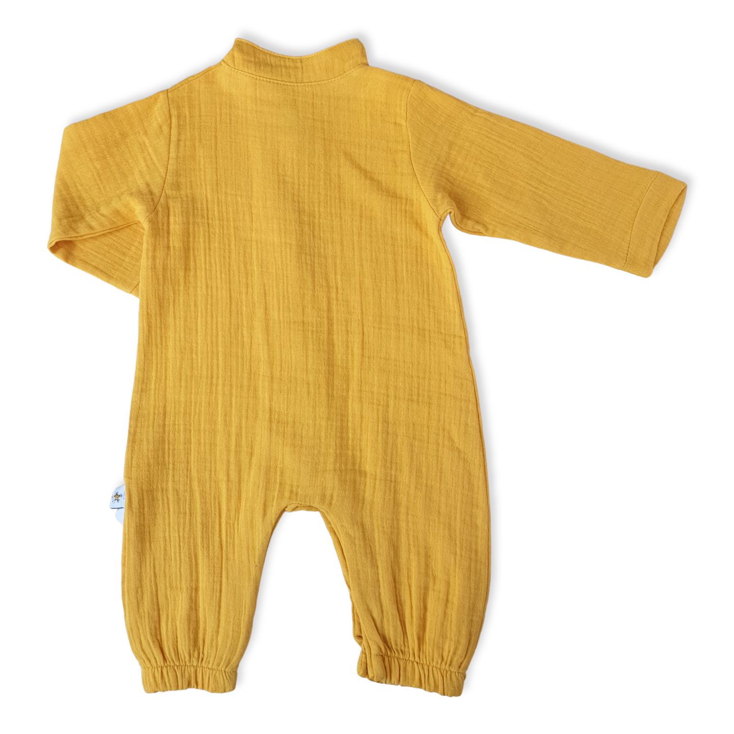 Muslin Basic Unisex Yellow Jumpsuit-Boy, Buttons, catboy, catgirl, catunisex, Footless, Girl, Jumpsuit, Long Sleeve, Unisex, Yellow-Little Life-[Too Twee]-[Tootwee]-[baby]-[newborn]-[clothes]-[essentials]-[toys]-[Lebanon]