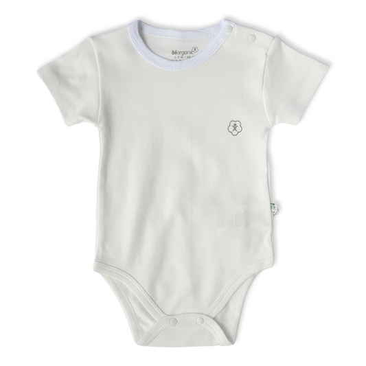 Organic Cotton Off-White Basic Unisex Body-Basic, Body, Bodysuit, Boy, catboy, catgirl, catunisex, Creeper, Crème, Girl, Off-White, Onesie, Organic, Short Sleeve-Biorganic-[Too Twee]-[Tootwee]-[baby]-[newborn]-[clothes]-[essentials]-[toys]-[Lebanon]