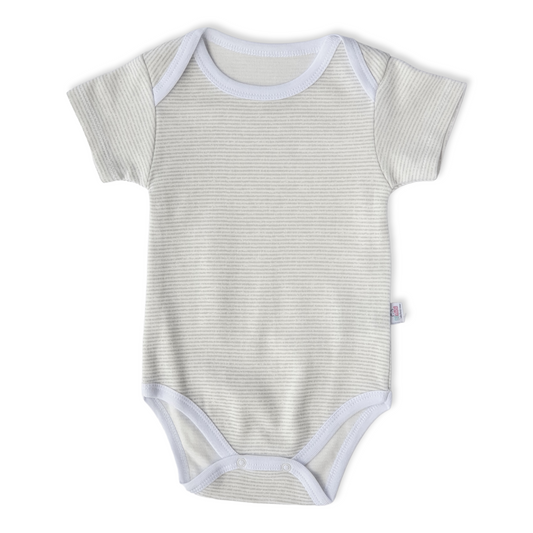 Stripes Unisex Body-Body, Bodysuit, Boy, catboy, catgirl, catunisex, Creeper, Girl, Grey, Onesie, Pattern, Short Sleeve, White-Bimini-[Too Twee]-[Tootwee]-[baby]-[newborn]-[clothes]-[essentials]-[toys]-[Lebanon]