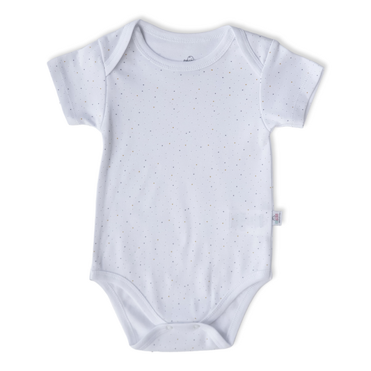 Dotted Unisex Body-Body, Bodysuit, Boy, catboy, catgirl, catunisex, Colored, Coloured, Creeper, Dots, Girl, Onesie, Short Sleeve, White-Bimini-[Too Twee]-[Tootwee]-[baby]-[newborn]-[clothes]-[essentials]-[toys]-[Lebanon]