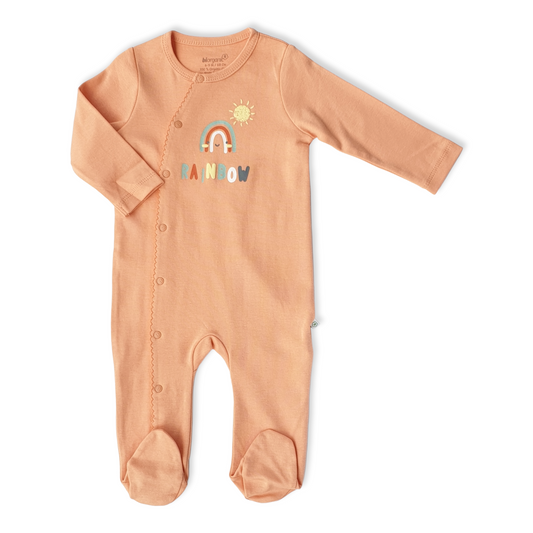 Organic Cotton Rainbow Baby Girl Jumpsuit-catgirl, Colors, Footed, Girl, Jumpsuit, Light Orange, Long Sleeve, Orange, Organic, Rainbow-Biorganic-[Too Twee]-[Tootwee]-[baby]-[newborn]-[clothes]-[essentials]-[toys]-[Lebanon]