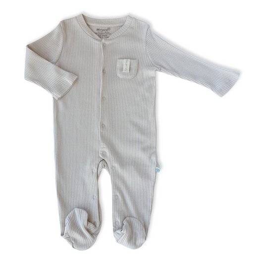 Organic Cotton Light Brown Basic Unisex Jumpsuit with Pocket-Boy, Brown, catboy, catgirl, catunisex, Footed, Girl, Jumpsuit, Light Brown, Long Sleeve, Organic, Unisex-Biorganic-[Too Twee]-[Tootwee]-[baby]-[newborn]-[clothes]-[essentials]-[toys]-[Lebanon]