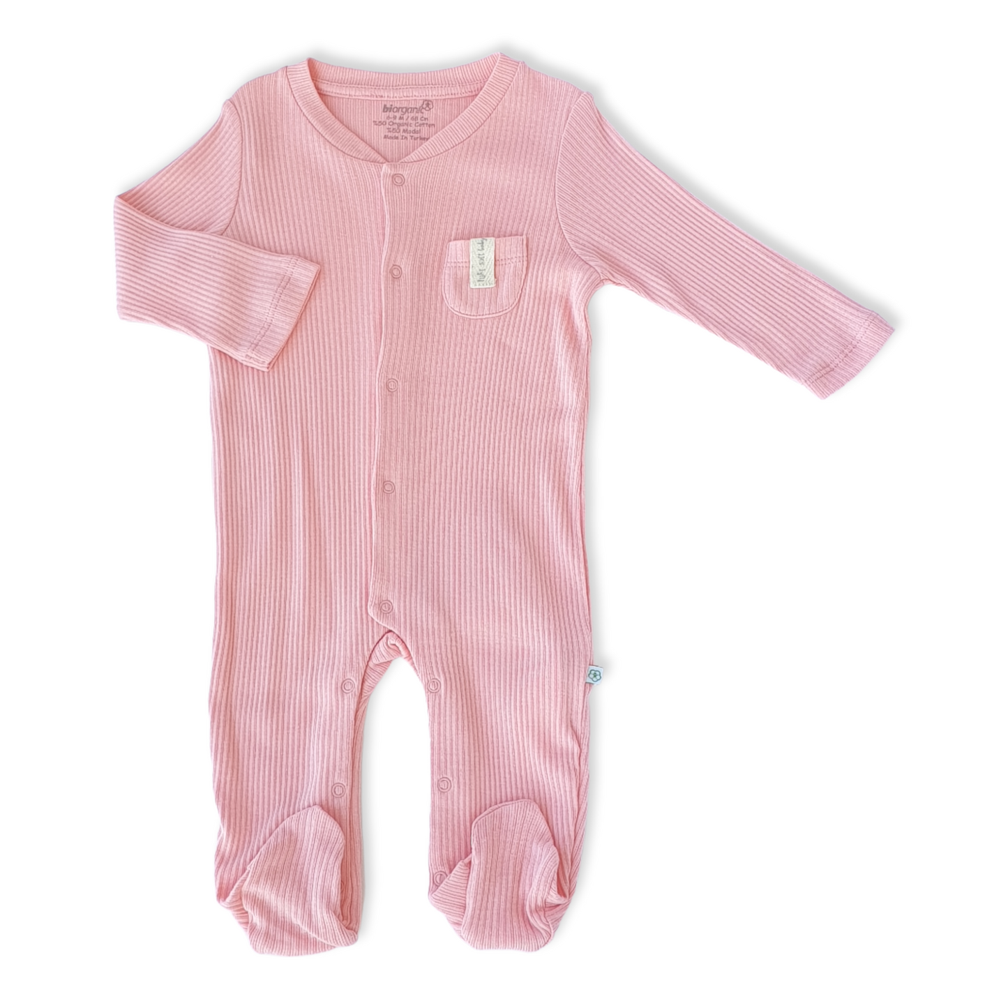 Organic Cotton Pink Basic Girl Jumpsuit with Pocket