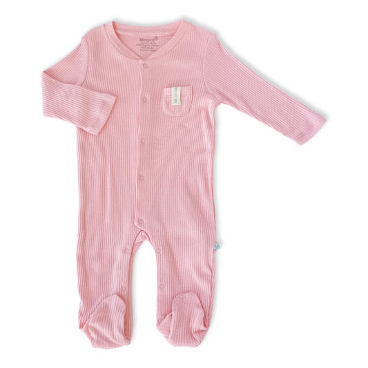 Organic Cotton Pink Basic Girl Jumpsuit with Pocket-catgirl, Footed, Girl, Jumpsuit, Long Sleeve, Organic, Pink-Biorganic-[Too Twee]-[Tootwee]-[baby]-[newborn]-[clothes]-[essentials]-[toys]-[Lebanon]