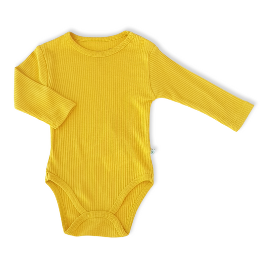 Organic Cotton Yellow Basic Unisex Body-Basic, Body, Bodysuit, catboy, catgirl, catunisex, Creeper, Long Sleeve, Onesie, Organic, Plain, Simple, Yellow-Biorganic-[Too Twee]-[Tootwee]-[baby]-[newborn]-[clothes]-[essentials]-[toys]-[Lebanon]