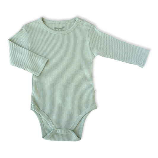 Organic Cotton Green Basic Unisex Body-Basic, Body, Bodysuit, catboy, catgirl, catunisex, Creeper, Green, Light Green, Long Sleeve, Onesie, Organic, Plain, Simple-Biorganic-[Too Twee]-[Tootwee]-[baby]-[newborn]-[clothes]-[essentials]-[toys]-[Lebanon]