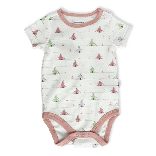Organic Cotton Baby Girl Colorful Tents Body-Body, Bodysuit, catgirl, Colors, Creeper, Dark Pink, Girl, Green, Light Pink, Nature, Onesie, Pink, Short Sleeve, Tents-Mother Love-[Too Twee]-[Tootwee]-[baby]-[newborn]-[clothes]-[essentials]-[toys]-[Lebanon]