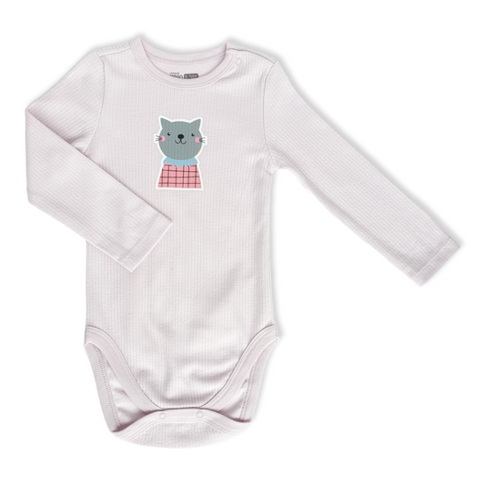 Baby Girl Cute Cat Body-Body, Bodysuit, Cartoon, Cat, catgirl, Creeper, Cute, Girl, Long Sleeve, Onesie, Purple-Hello Baby-[Too Twee]-[Tootwee]-[baby]-[newborn]-[clothes]-[essentials]-[toys]-[Lebanon]