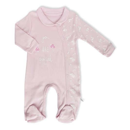 You Are Special Baby Girl Jumpsuit-catgirl, Flowers, Footed, Girl, Jumpsuit, Long Sleeve, Pink, Special-VEO-[Too Twee]-[Tootwee]-[baby]-[newborn]-[clothes]-[essentials]-[toys]-[Lebanon]
